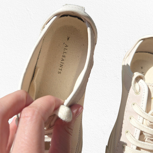 AllSaints Milla Cream Leather Canvas Low Top Platform Sneakers Size 6M / EU 36 - Picture 11 of 14